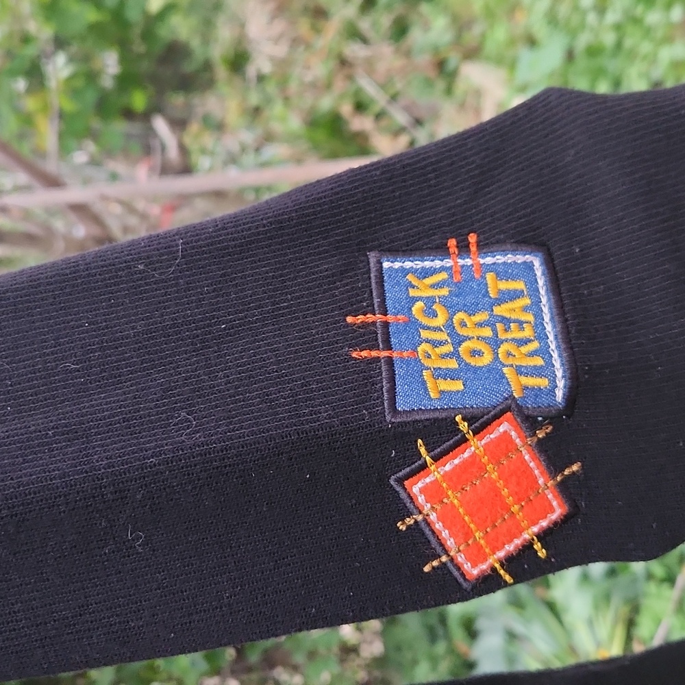 Moving  Bleu, Halloween, Fall, Embroidered And Sequins , Black Pullover Sz S - Picture 4 of 7